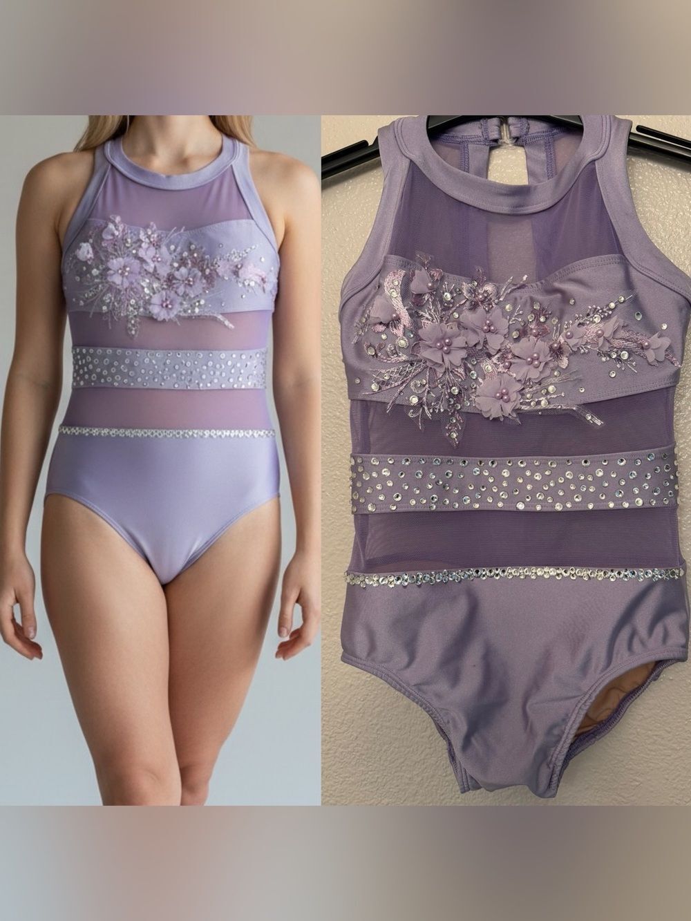 Ilo Gear Glamorous lavender purple custom dance costume leotard XSA adult